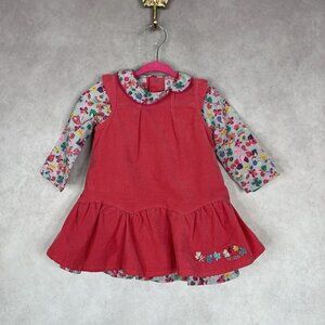 Kenzo Kid's Girl's Pink Floral Corduroy Layered Dress Size 12M